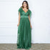 VESTIDO DE MANGUINHA SAIA PLISSADA VESTIDO DE FESTA PETRA FINA VERDE OLIVA P
